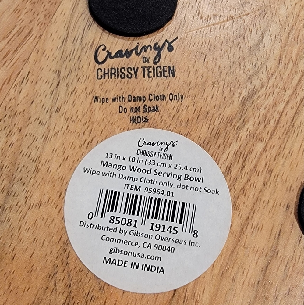 Cravings By Chrissy Teigen handcrafted Mango wood serving bowl, never used - Picture 6 of 6